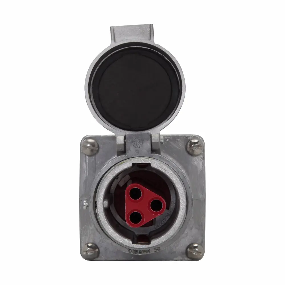 Eaton AR1041 Heavy Duty Watertight Receptacle Housing With Spring Door, 600 VAC/250 VDC, 100 A, 4 Poles, 4 Wires, Cast Aluminum
