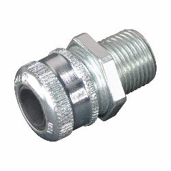 Eaton Crouse-Hinds CGB393 SA Form B Straight Cable Gland Cord Connector, 1 in Trade, 1/4 to 3/8 in Cable Openings, Aluminum, Electro-Plated Zinc/Chromate Coated