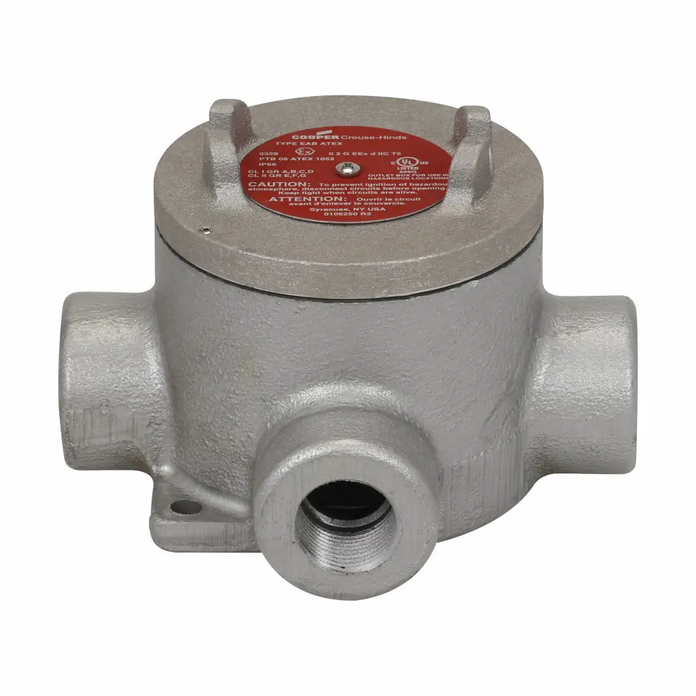 EATON Crouse-Hinds EABX26 ATEX Type X Conduit Outlet Box With Cover, 3/4 in, 3 in Cover Opening