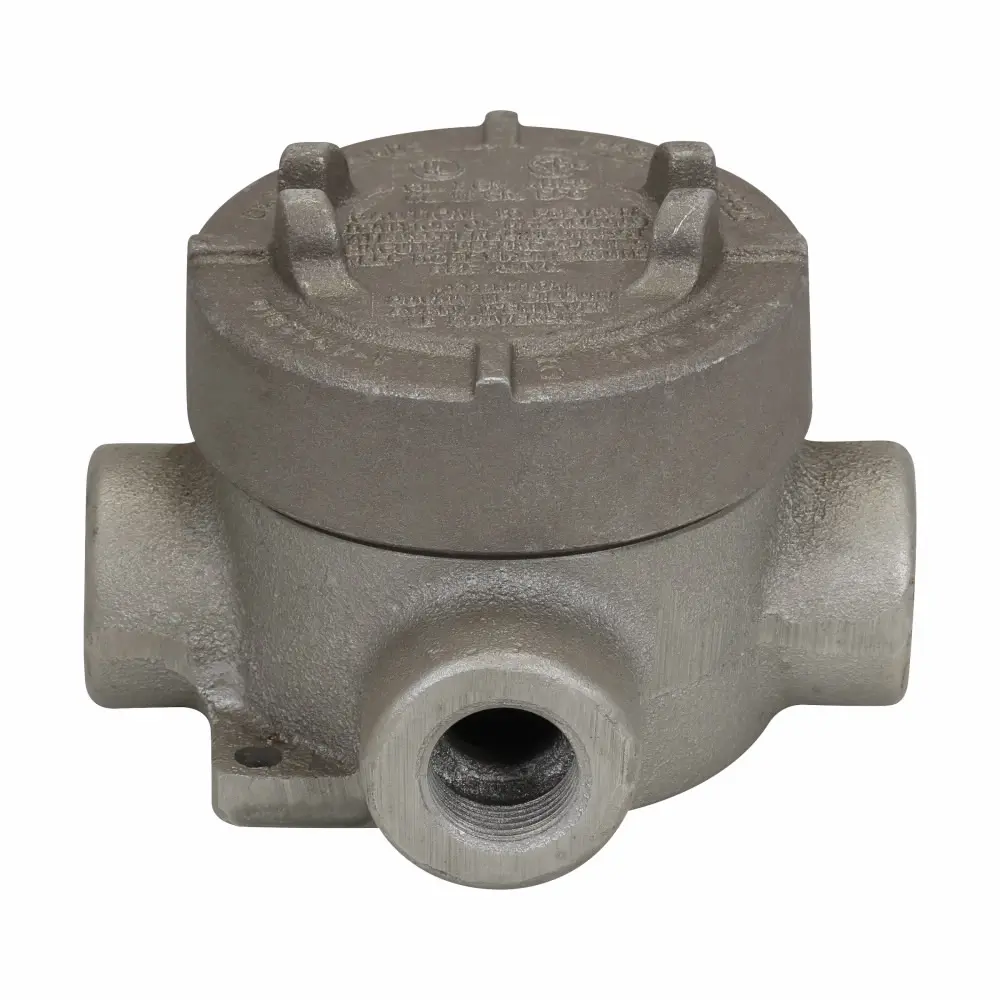 EATON Crouse-Hinds Condulet® EAJX36 Shape X Conduit Outlet Box With Cover, 1 in, 3-3/16 in Cover Opening, 22.5 cu-in Capacity, Aluminum Acrylic Painted/Electro-Galvanized