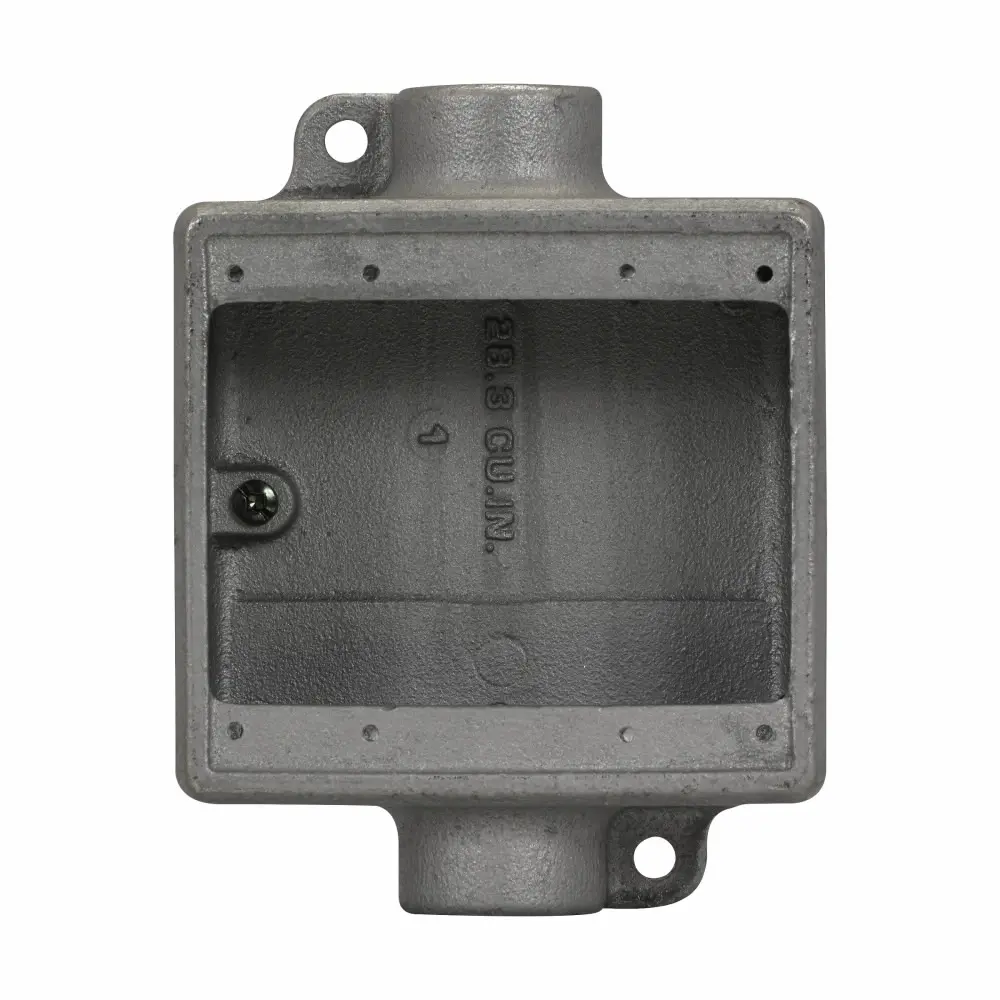 EATON Crouse-Hinds Condulet® FSC32 Type FSC Shallow Device Box With Ground Screw, Copper-Free Aluminum, 15.8 cu-in Capacity, 2 Gangs, 2 Outlets, 1 Knockout, 2-3/4 in W x 1-7/8 in D x 6-9/32 in H