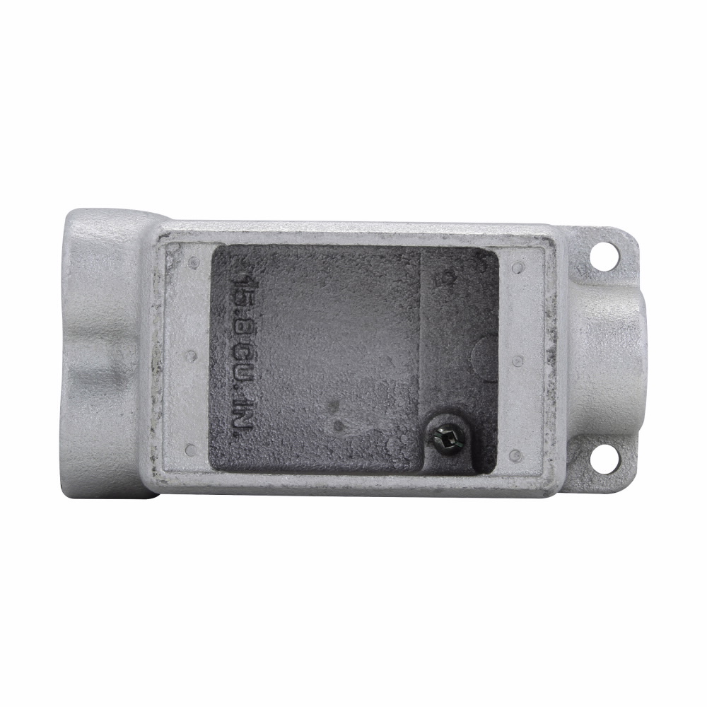 EATON Crouse-Hinds Condulet® FSCC2 3-Entry Shallow Device Box, 3/4 in Trade, 1 Gang, Feraloy® Iron Alloy, Aluminum Acrylic Painted/Electro-Galvanized