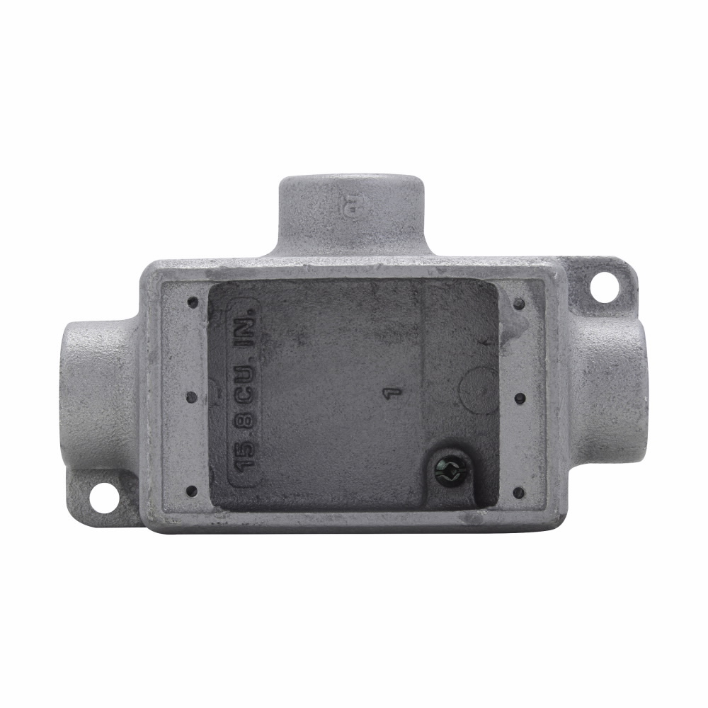 EATON Crouse-Hinds Condulet® FSCT2 3-Entry Shallow Tee Device Box, 3/4 in Trade, 1 Gang, Feraloy® Iron Alloy, Aluminum Acrylic Painted/Electro-Galvanized