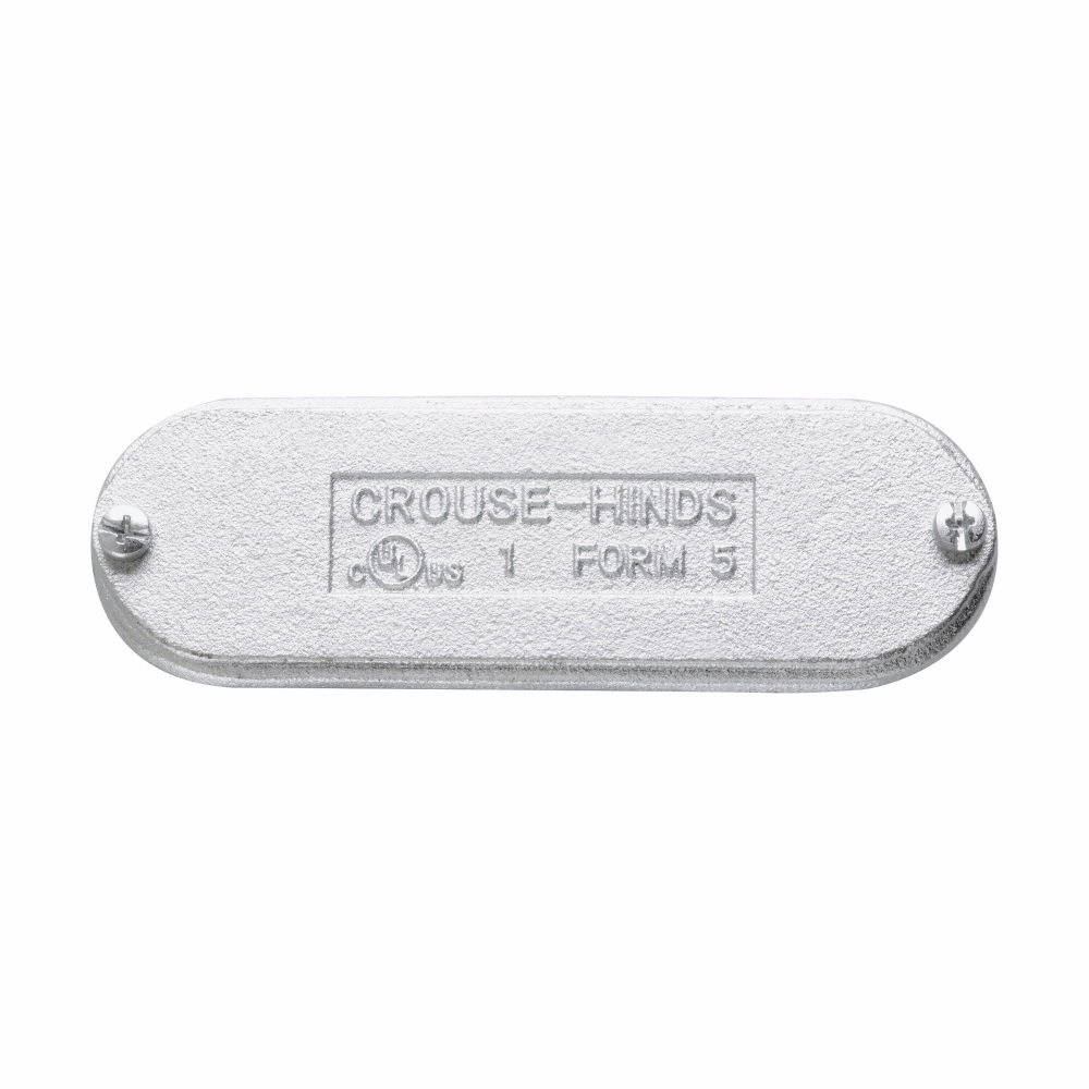 EATON Crouse-Hinds Condulet® K100CM HDG Form 5 Cover, 1 in Hub, For Use With Rigid/IMC Conduit Bodies, Cast Iron, Electro-Galvanized/Aluminum Acrylic Painted