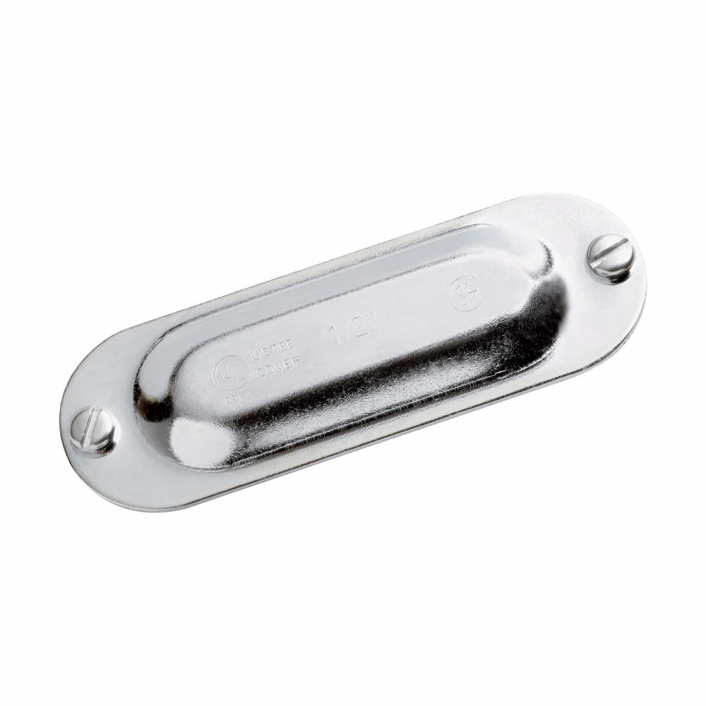 Eaton Crouse-Hinds series EATON Crouse-Hinds Condulet® K125S Form 5 Cover, 1-1/4 in, 1-1/2 in Hub, For Use With Conduit Outlet Bodies, Sheet Steel, Electro-Galvanized/Aluminum Acrylic Painted