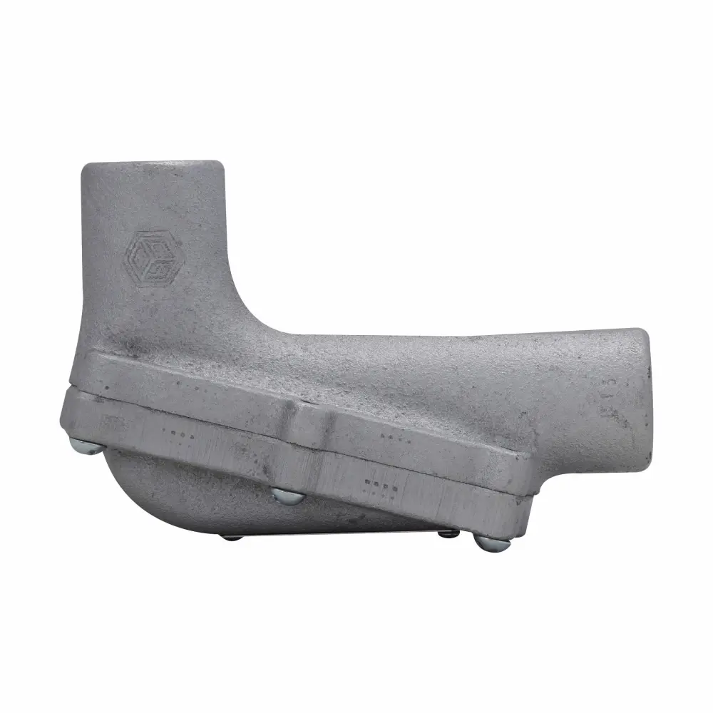 Eaton Crouse-Hinds Condulet® LBH100 Type LBH 90 deg Conduit Outlet Body With Cover, 4 in Hub, 507 cu-in Capacity, Copper-Free Aluminum, Aluminum Acrylic Painted/Electro-Galvanized