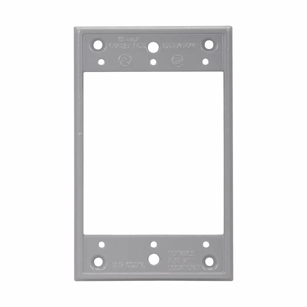 Eaton Crouse-Hinds TP7120 Weatherproof Outlet Box Extension, 1 Gangs, 4-9/16 in L x 2-13/16 in W x 1 in D, Die-Cast Aluminum