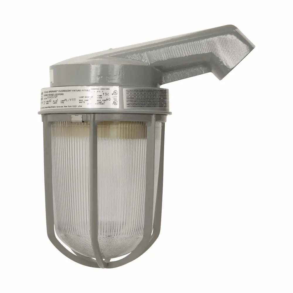 Eaton Crouse-Hinds Vaporgard™ VFHA422GP VF Series Vaporproof Light Fixture With Globe, Guard, (2) Lamp, 120 VAC, Epoxy Powder Coated Housing