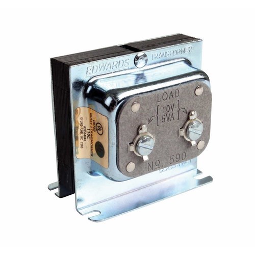 Edwards Signaling 590 Class 2 Low Voltage Signaling Transformer, 120 V AC Primary, 10 VAC Secondary, 0.005 kVA, 50/60 Hz