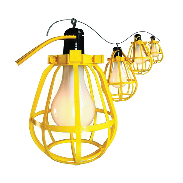 McGill 22520040 Low Cost Temporary String Light With 1-15P Plug On One End, A23, 200 W Fixture, 125 V AC, Yellow