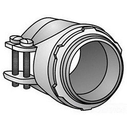 O-Z/Gedney 24-150 Type 24 Straight Squeeze Conduit Connector With Locknut, 1-1/2 in Trade, 1-5/8 to 1-7/8 in Cable Openings, For Use With Armored/FMC Cable, Malleable Iron, Zinc Electroplated