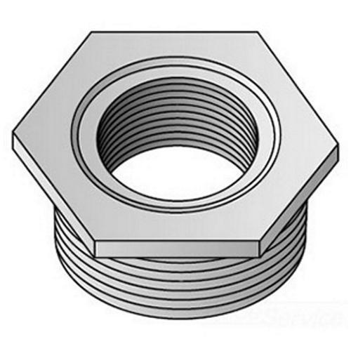 O-Z/Gedney 330-R Type 300R Hex Reducing Bushing, 1-1/2 x 1/2 in Trade, Malleable Iron, Zinc Electroplated