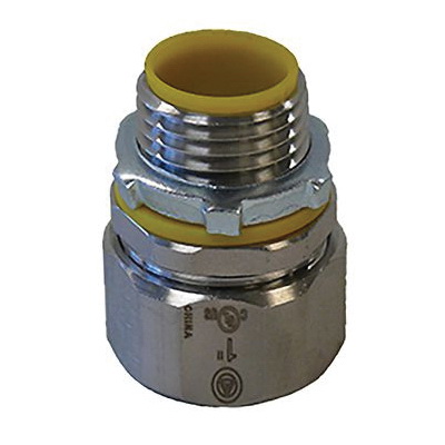 O-Z/Gedney 4Q-4500T Type 4Q Male Conduit Connector With Insulated Throat, 5 in Trade, For Use With Liquidtight Flexible Metal Conduit, Malleable Iron/Steel, Electro-Plated Zinc