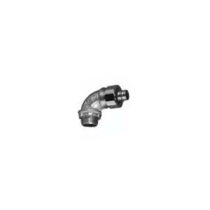 Appleton 4QS-9125T Liquid Tight Oiltight Raintight Conduit Connector With Insulated Throat, 1-1/4 in Trade, 90 deg, Malleable Iron, Zinc Electroplated