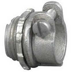 Appleton 7480V Conduit Connector With Locknut, 3/8 in Trade, 0.31 to 0.63 in Cable Openings, For Use With Armored/FMC Cable, Malleable Iron, Zinc Electroplated
