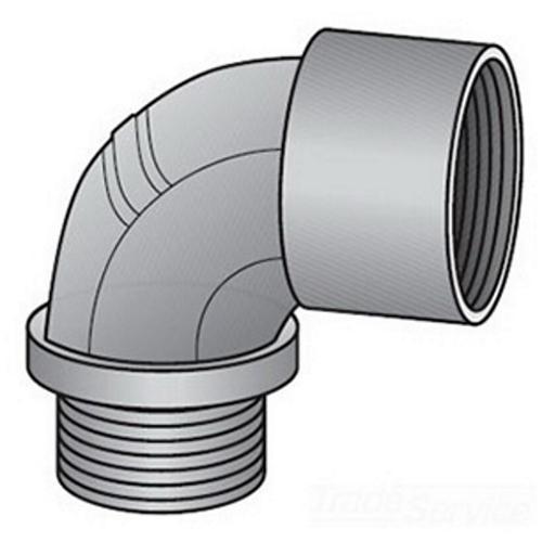 O-Z/Gedney 8-100 8 Series Dust-Ignitionproof Explosionproof Short Conduit Elbow, 1 in Trade, 90 deg, Malleable Iron, Electroplated Zinc