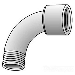 O-Z/Gedney 9-125 Type 9 Bushed Male to Female Short Conduit Elbow, 1-1/4 in Trade, 90 deg, Malleable Iron, Electroplated Zinc