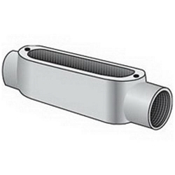 O-Z/Gedney C-100 Spec 5™ Type-C Conduit Bodies, 1 in Hub, 4 AWG Capacity, Malleable Iron, Electro-Plated Zinc/Aluminum Enamel Coated