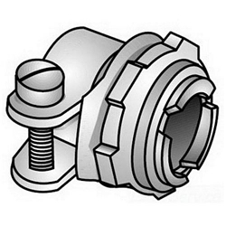 O-Z/Gedney C-5 Type C Insulated Throat Straight Squeeze Conduit Connector With Locknut, 3/8 in Trade, 1/2 to 19/32 in Cable Openings, For Use With Armored/FMC Cable, Malleable Iron, Zinc Electroplated