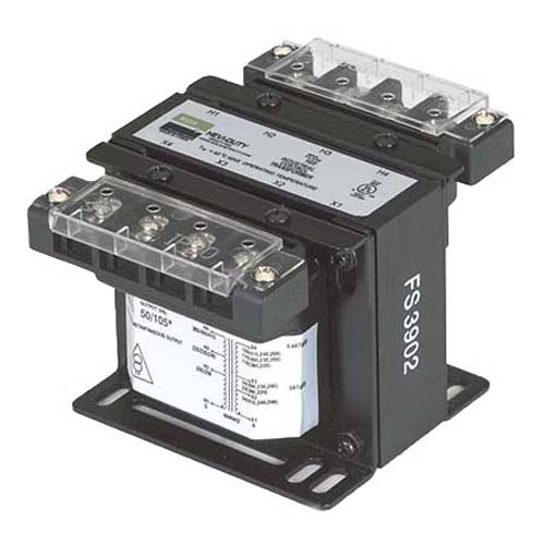 SolaHD E500TF International Encapsulated Control Transformer, 208/240/415/480/600 V AC Primary, 120 VAC Secondary, 0.5 kVA Power Rating, 50/60 Hz, 1 Phase