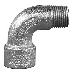 Appleton UNILETS® ELMFL90-75 Dust-Ignitionproof Explosionproof Conduit Elbow, 3/4 in Trade, 90 deg, Malleable Iron, Zinc Electroplated