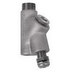 Appleton UNILETS® EYDM-75AL Dust-Ignitionproof Explosionproof Raintight Conduit Sealing Fitting With Removable Male Nipple, 3/4 in, For Use With IMC/Threaded Rigid Metallic Conduit, Almag 35 Aluminum, Epoxy Powder Coated
