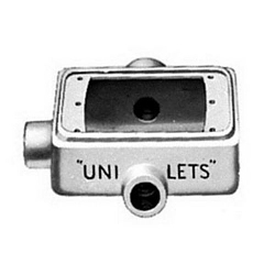 Appleton UNILETS™ FDT-1-100 Type FDT Deep Heavy Duty Device Box With Internal Ground Screw, Malleable Iron, 25 cu-in Capacity, 1 Gangs, 3 Outlets, 3 Knockouts, 4.56 in H x 2.81 in W x 2.69 in D