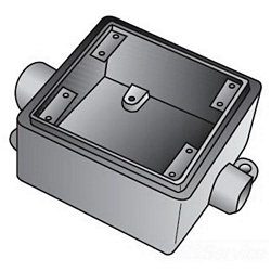 O-Z/Gedney UNILETS™ FSC275A Type FSC Heavy Duty Shallow Device Box With Internal Ground Screw, Aluminum, 33.2 cu-in, 2 Gangs, 2 Outlets, 2 Knockouts