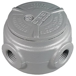 Appleton UNILETS® GRJS100 Dust-Ignitionproof Explosionproof Raintight Universal Conduit Outlet Box With Cover, 1 in, 2.56 in Cover Opening, 7.3 cu-in, Triple Coated