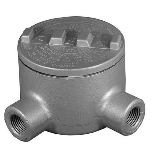 Appleton UNILETS® GRL100M L-Style Dust-Ignitionproof Explosionproof Conduit Outlet Box With Malleable Iron Cover, 1 in, 3.38 in Cover Opening, 18 cu-in, Triple Coated