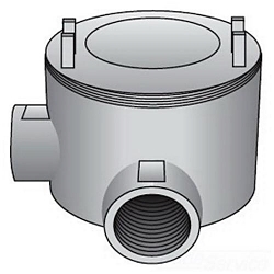 O-Z/Gedney GUAL-75 Dust-Ignitionproof Explosionproof Conduit Outlet Box, 3/4 in, 3 in Cover Opening, 15 cu-in, Aluminum Enamel/Zinc Electroplated