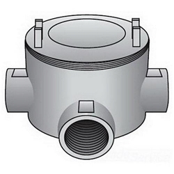 O-Z/Gedney GUAT-125 Dust-Ignitionproof Explosionproof Conduit Outlet Box, 1-1/4 in, 3-3/4 in Cover Opening, 30 cu-in, Aluminum Enamel/Zinc Electroplated
