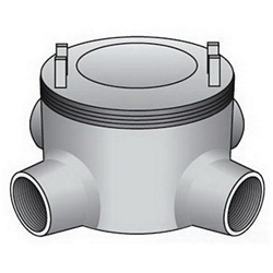 O-Z/Gedney GUAX-100 Dust-Ignitionproof Explosionproof Conduit Outlet Box, 1 in, 3 in Cover Opening, 17 cu-in, Aluminum Enamel/Zinc Electroplated