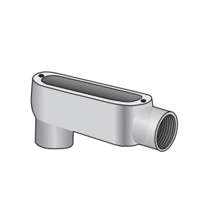 O-Z/Gedney LB-125G Type LB Conduit Outlet Body, 1-1/4 in Hub, 34 cu-in, Malleable Iron, Aluminum Enamel/Hot Dipped Galvanized