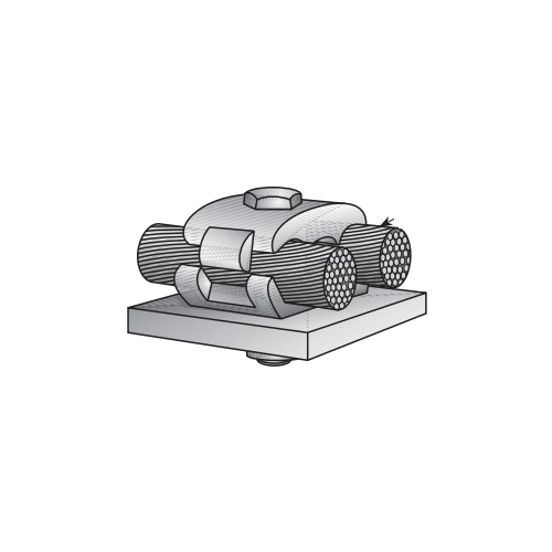 O-Z/Gedney LG-50 Type LG Grounding Connector, 300 to 500 kcmil Conductor, 1/4 in THK Rod, Hex Cup Shape, Copper Alloy