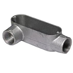O-Z/Gedney Spec 5™ LR-150 Type LR Conduit Outlet Body, 1-1/2 in Hub, 36 cu-in, Malleable Iron, Aluminum Enamel/Zinc Electroplated