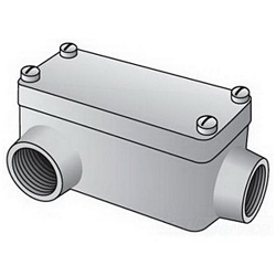 O-Z/Gedney OELR75 Type OE Right Side Conduit Outlet Body, 3/4 in Hub, Iron, Electro-Zinc Plated/Aluminum Enamel Coated