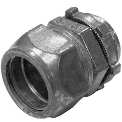 Appleton NEER™ TC-601 TC-600 Non-Insulated Straight Gland Compression Connector With Locknut, 1/2 in Trade, For Use With EMT Conduit, Die Cast Zinc, Natural