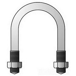 O-Z/Gedney U-300SG SU Series U-Bolt, 3 in Trade, 3/8-16 UNC, Steel