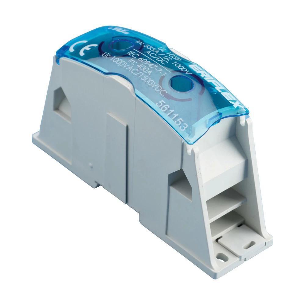 nVent ERIFLEX SBF400 ERI2 Cable to Eriflex Flexibar Power Block, 1000 V AC/DC, 1500 V DC, 445/335 A, 3/0 AWG to 400 kcmil Wire, Copper/Thermoplastic