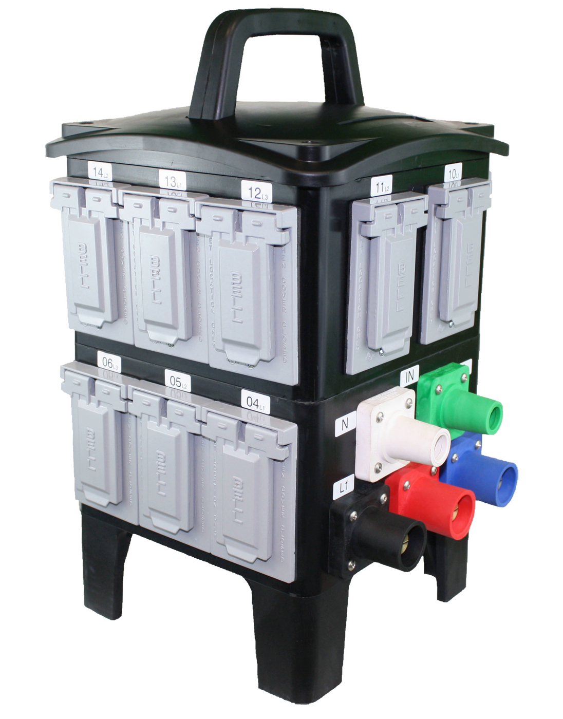 Ericson NON METALLIC PDU RATED 60A 120Y208V WITH IEC INLET, OUTDOOR RATED, WITH 14 NEMA5-20 GFCI DUPLEX RECEPTACLES  W\O FEED-THRU
