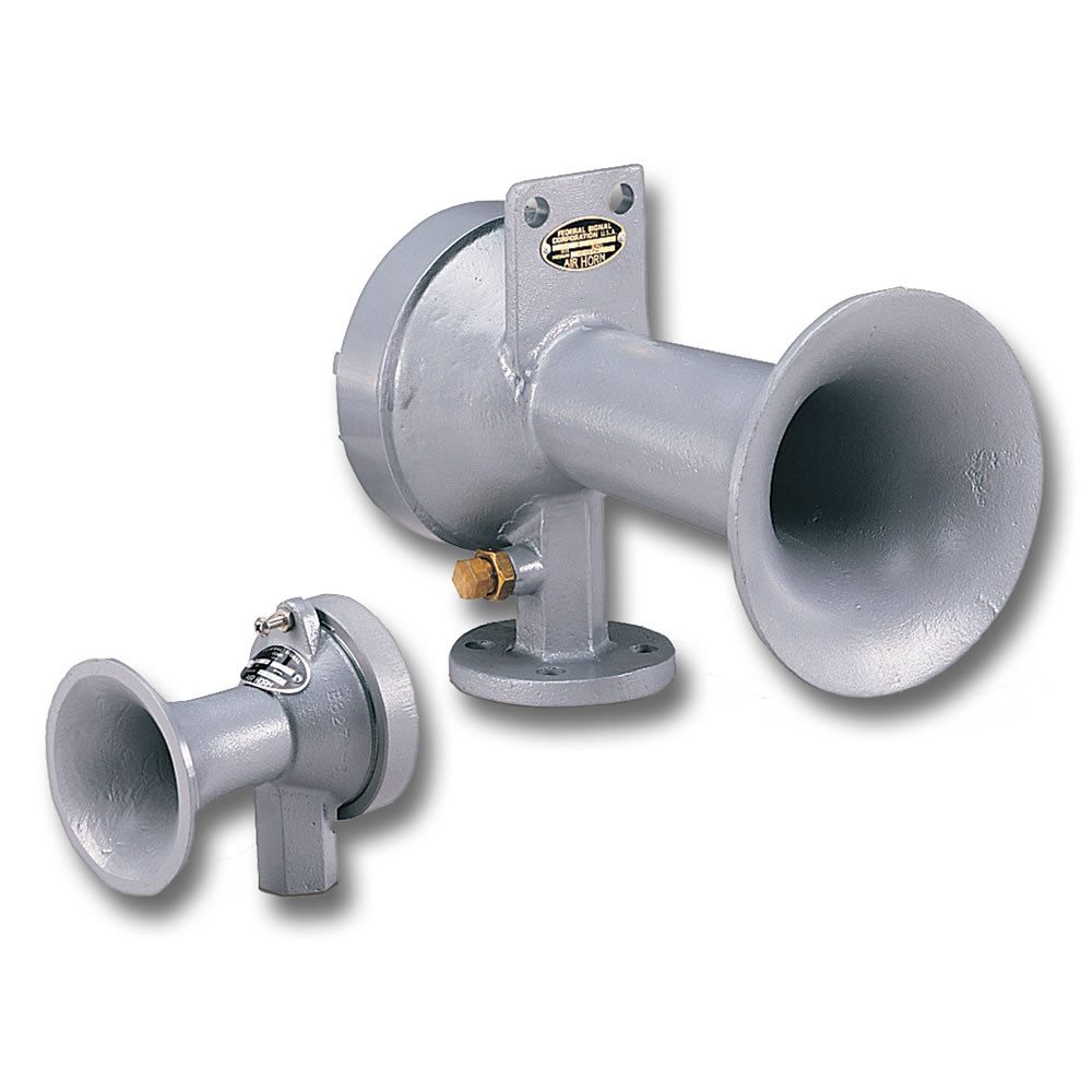 Federal Signal 6H Air Horn With 5 in Dia Diaphragm, 120 V AC, 122/132 dB, Indoor/Outdoor, Gray