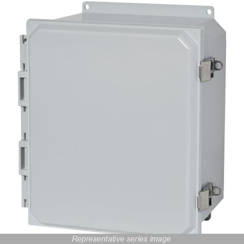 Hammond PCJ864LF Junction Box With Flange, 8 in H x 6 in W x 4 in D, Metal Latch/Solid Cover, NEMA 1/2/3/4/4X/12/13/IP66 NEMA Rating, Polycarbonate Thermoplastic