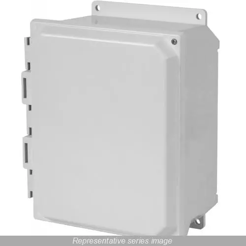 Hammond PJU664HF Junction Box With Flange, 6.05 in H x 6.27 in W x 4.13 in D, Hinged Screw Cover, NEMA 1/2/3/3R/4/4X/12/13/IP66 NEMA Rating, Fiberglass Polyester