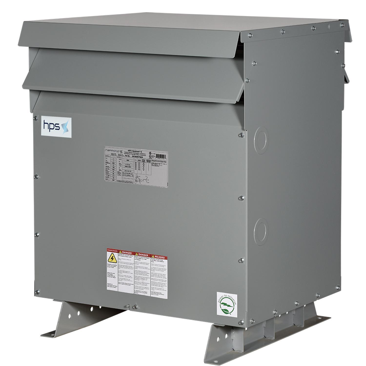 HPS SG3A0112KB Sentinel® G Energy Efficient General Purpose Distribution Transformer, 480 Delta V AC Primary, 208Y/120 VAC Secondary, 112.5 kVA Power Rating, 60 Hz, 3 Phase