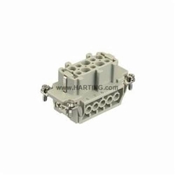 Harting 09 33 010 2701 Han E® Terminal Insert With Wire Protection, 10 Positions, 18 to 14 AWG Wire, Female Screw Connection, Polycarbonate