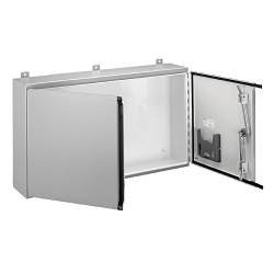 nVent Hoffman A366012WFLP A12 2-Door Enclosure With Handle, 36 in L x 60 in W x 12 in D, NEMA 12/IP55 NEMA Rating, Steel