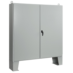 nVent A726016ULP A12L 2-Door Enclosure With Floor Stand, 72.06 in L x 60.06 in W x 16.06 in D, NEMA 12/IP55 NEMA Rating, Steel