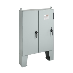 nVent A72X6112LPFTC A21 2-Door Disconnect Enclosure With Floor Stand, 72.12 in L x 61-3/4 in W x 12.12 in D, NEMA 12/IP55 NEMA Rating, Steel