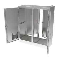 nVent Hoffman A907236SSFSDN4 A30S4 2-Door Single/Dual Access Enclosure, 90.06 in L x 72.06 in W x 36.06 in D, NEMA 4X/IP66 NEMA Rating, 304 Stainless Steel